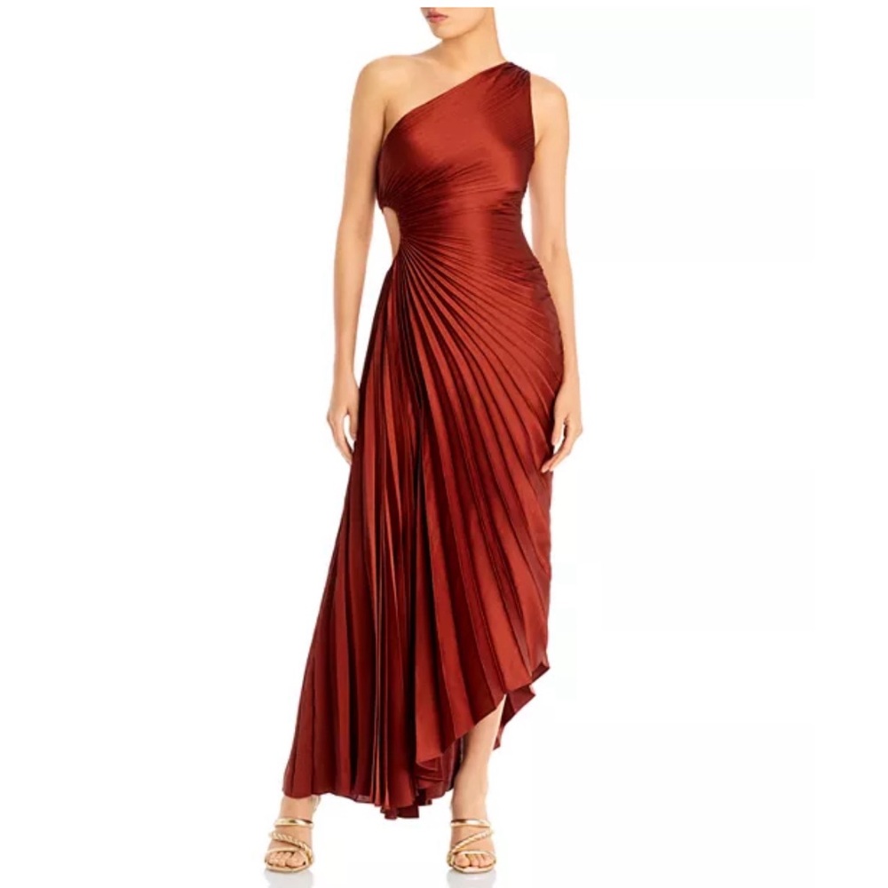 NWOT Dress Forum - Olympia One Shoulder Pleated Asymmetric Maxi Dress Medium